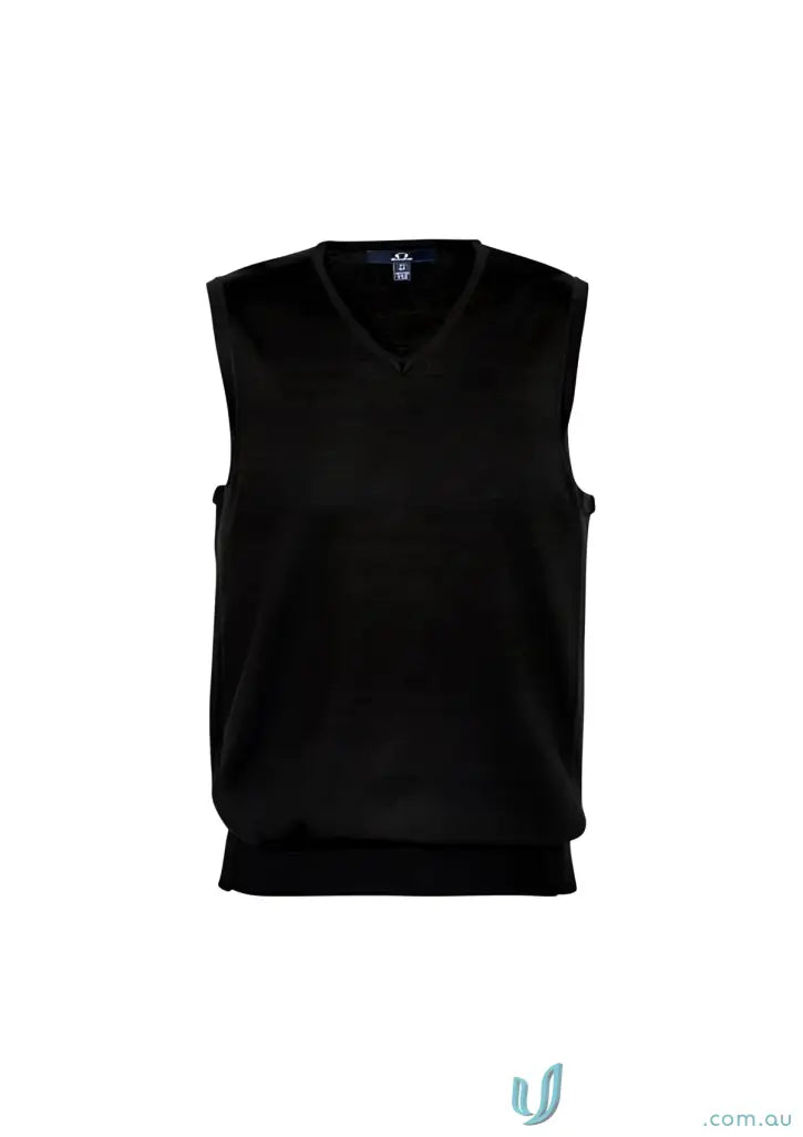 Black V-neck sweater vest from YR Mens EMB Knit Vest, part of Biz Collection Milano